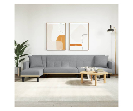 L-образен разтегателен диван сив 275x140x70 см текстил
