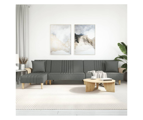 L-образен разтегателен диван сив 279x140x70 см текстил