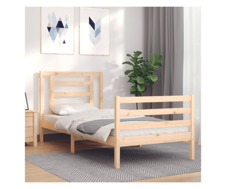 Рамка за легло с 3FT табла, единична, масивна дървесина
