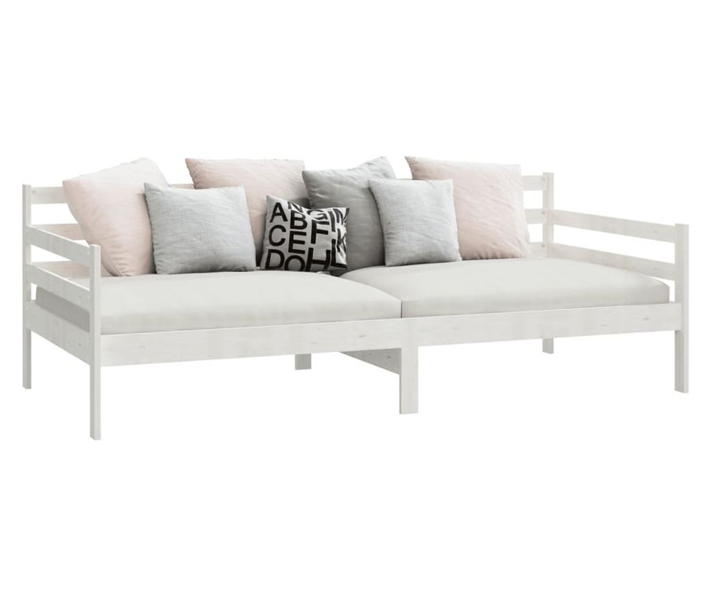 Krevet za dan, bijeli, 90x200 cm, masivno borovo drvo - 4