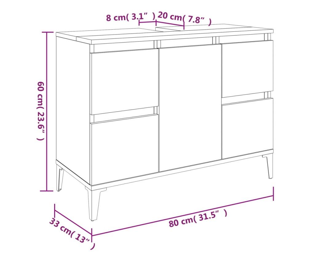 Мебелен комплект за баня, 3 части, Сонома сиво, Инженерна дървесина - 9