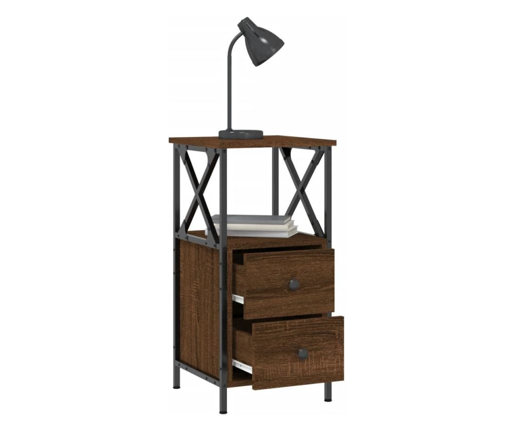 Noćni ormarići, 2 kom, smeđi hrast, 34x35,5x70 cm, konstruirano drvo - 5