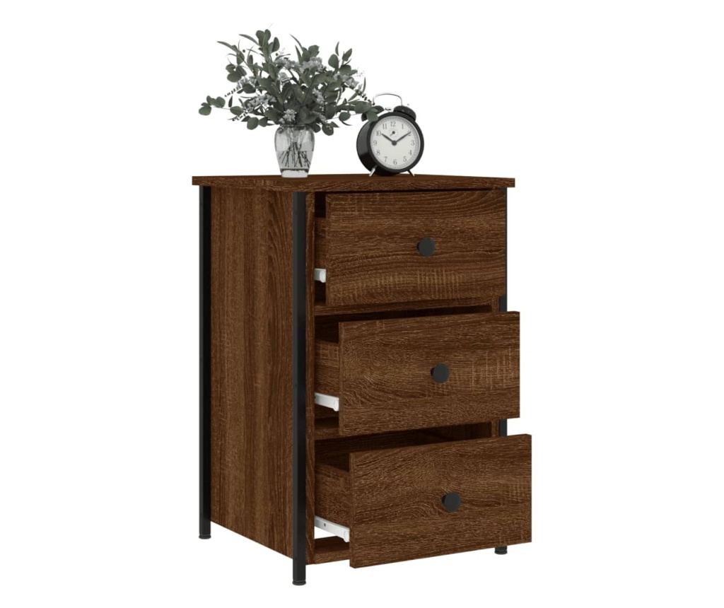 Noćni ormarići, 2 kom, smeđi hrast, 40x36x60 cm, konstruirano drvo - 4