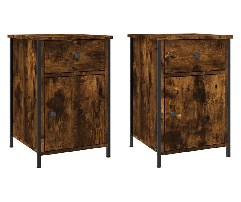 Noćni ormarići, 2 kom., dimljeni hrast, 40x42x60 cm, obrađeno drvo - 2