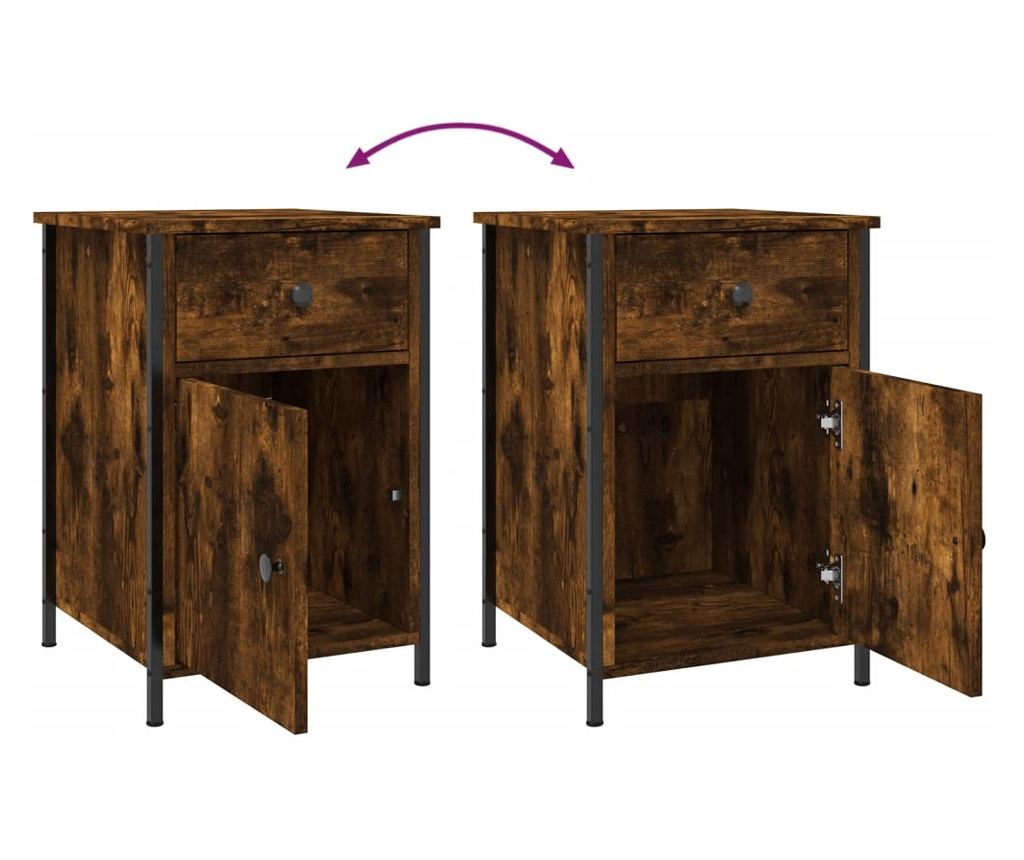 Noćni ormarići, 2 kom., dimljeni hrast, 40x42x60 cm, obrađeno drvo - 10