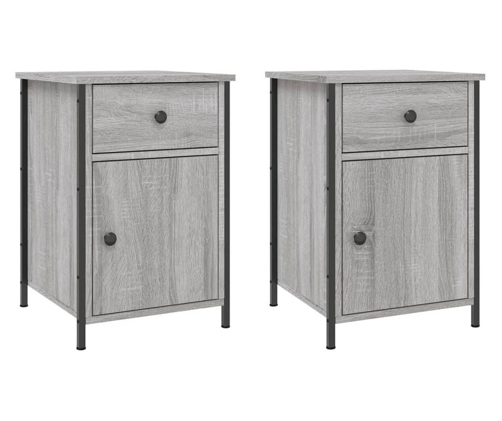 Noćni ormarići, 2 kom, boja hrasta Sonoma, 40x42x60 cm, Konstruirano drvo - 2