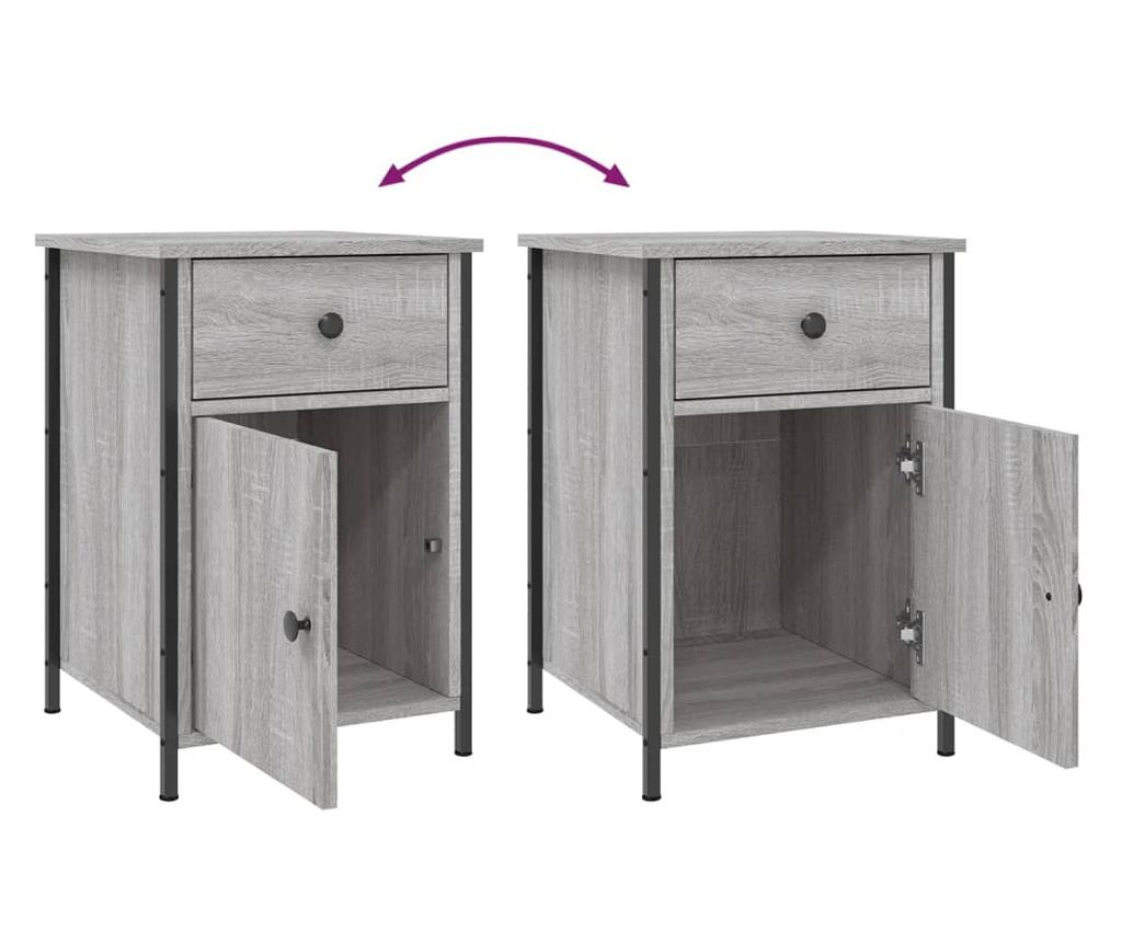 Noćni ormarići, 2 kom, boja hrasta Sonoma, 40x42x60 cm, Konstruirano drvo - 10