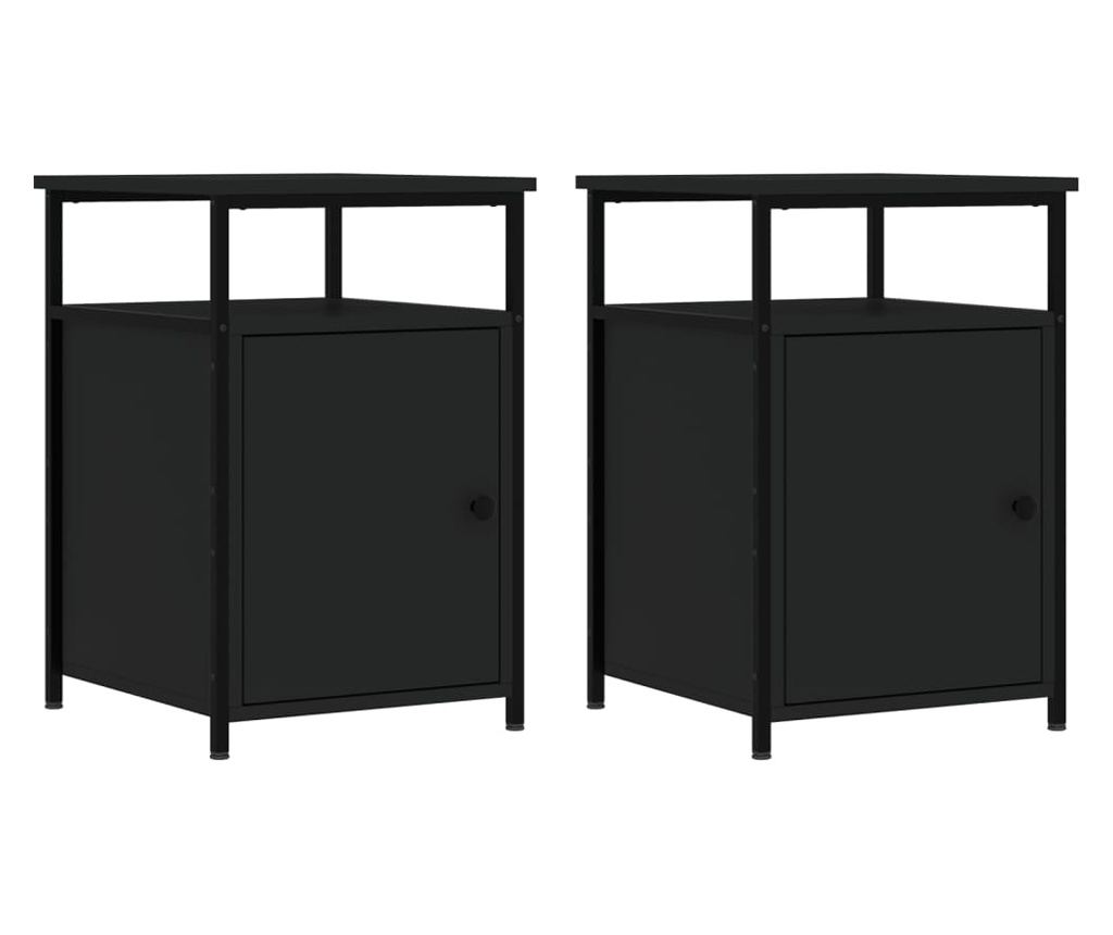 Noćni ormarići, 2 kom, crni, 40x42x60 cm, konstruirano drvo - 2
