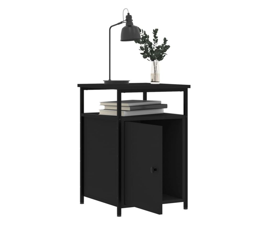 Noćni ormarići, 2 kom, crni, 40x42x60 cm, konstruirano drvo - 5