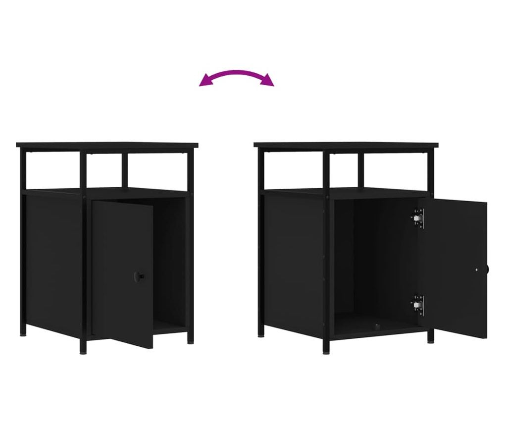 Noćni ormarići, 2 kom, crni, 40x42x60 cm, konstruirano drvo - 10