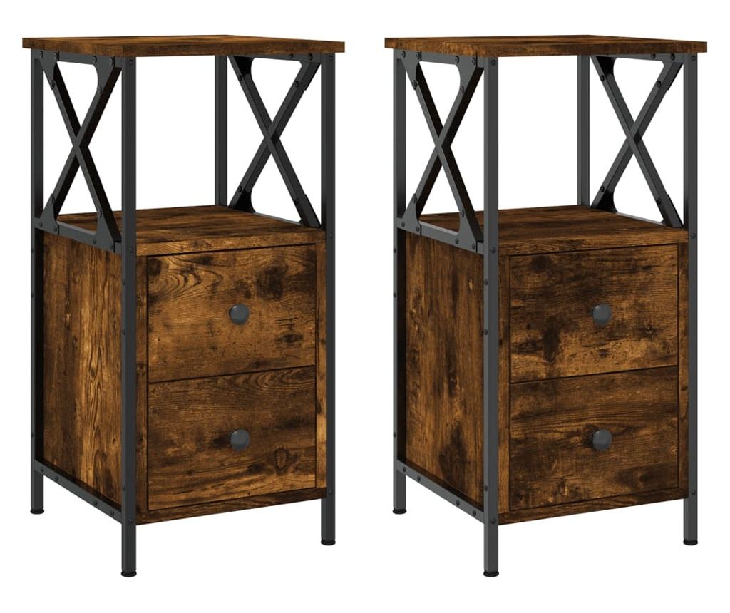 Noćni ormarići, 2 kom., dimljeni hrast, 34x35,5x70 cm, kompozitno drvo - 2