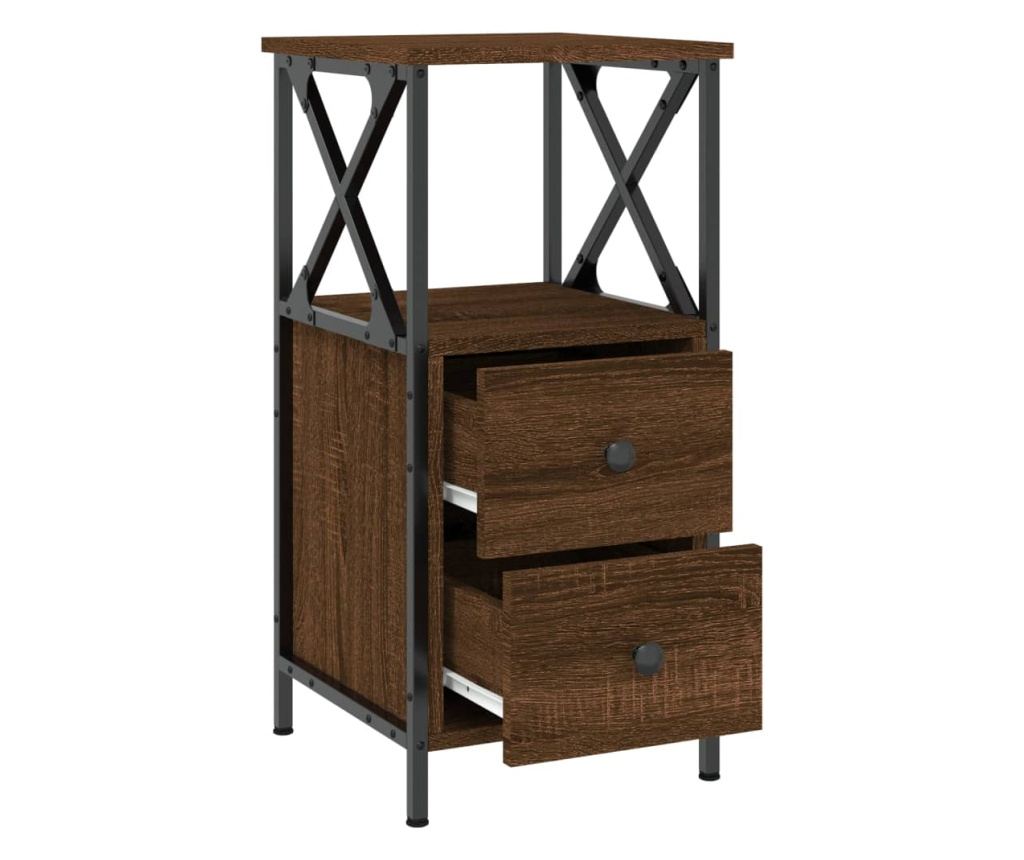 Noćni ormarići, 2 kom, smeđi hrast, 34x35,5x70 cm, konstruirano drvo - 6