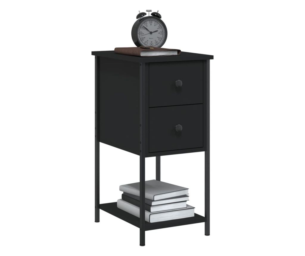 Noćni ormarići, 2 kom., crna, 32x42x70 cm, kompozitno drvo - 4