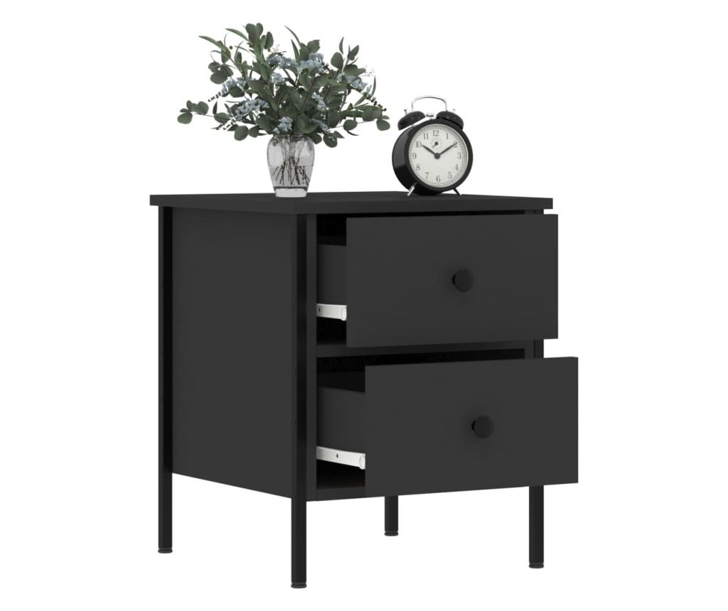 Noćni ormarići, 2 kom, crni, 40x42x50 cm, kompozitno drvo - 4
