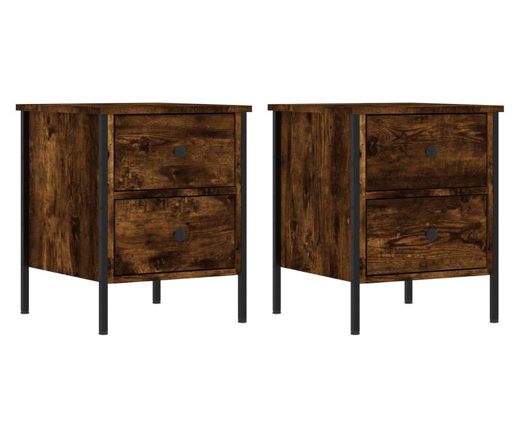 Noćni ormarići, 2 kom, dimljeni hrast, 40x42x50 cm, kompozitno drvo - 2