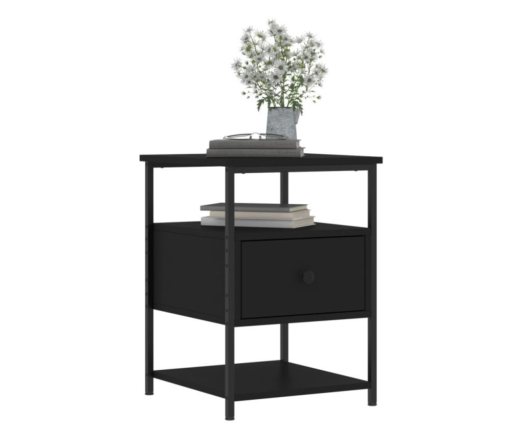 Noćni ormarići, 2 kom, crni, 40x42x56 cm, konstruirano drvo - 4