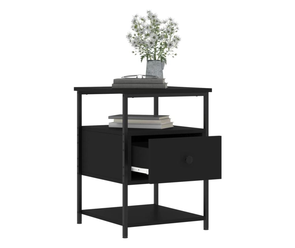 Noćni ormarići, 2 kom, crni, 40x42x56 cm, konstruirano drvo - 5