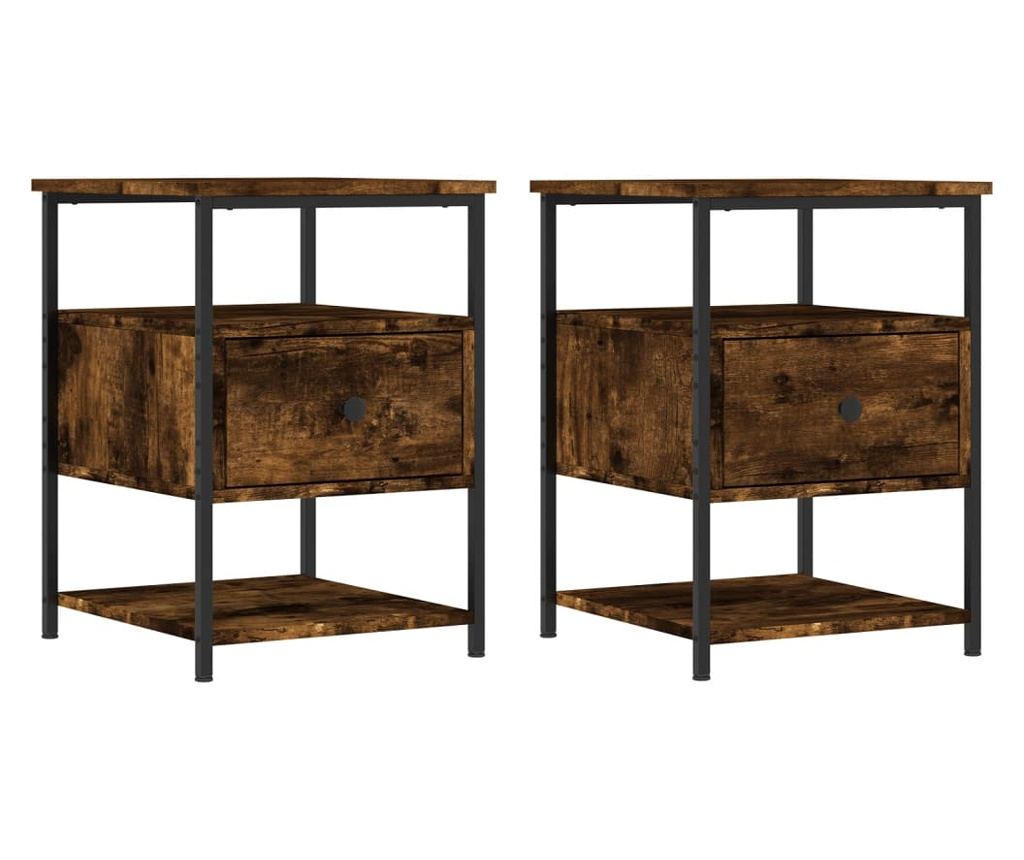 Noćni ormarići, 2 kom, dimljeni hrast, 40x42x56 cm, kompozitno drvo - 2