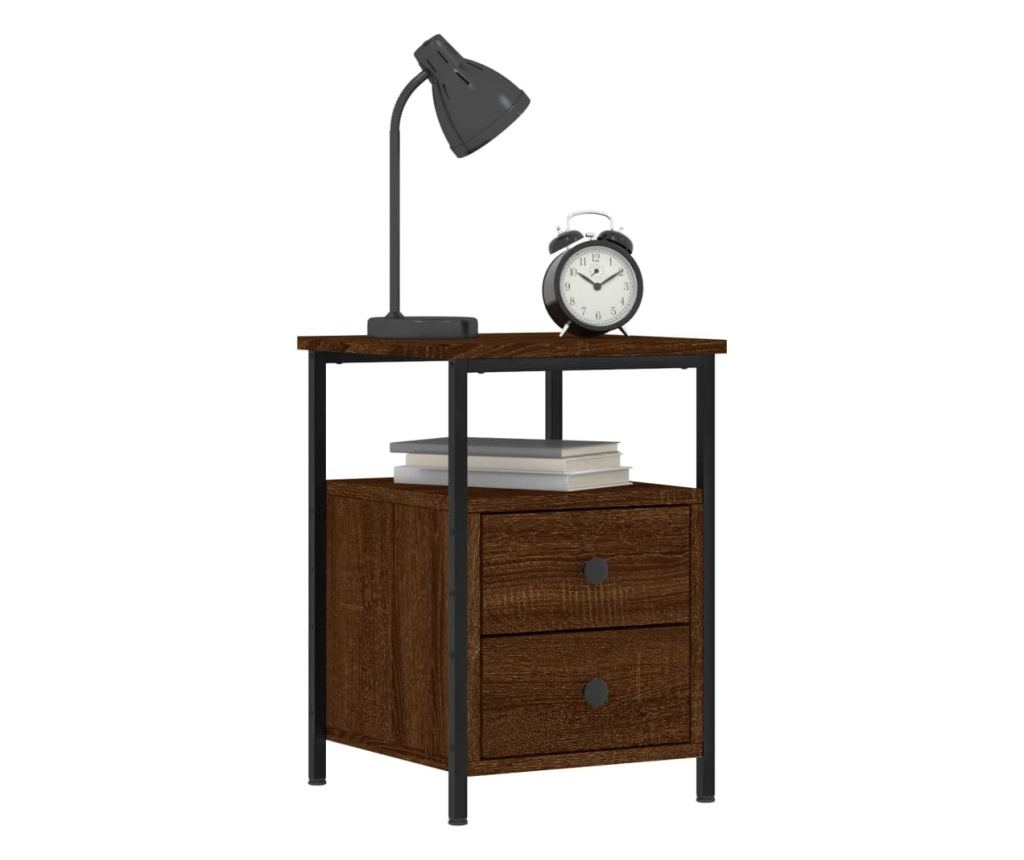 Noćni ormarići, 2 kom, smeđi hrast, 34x35,5x50 cm, konstruirano drvo - 3
