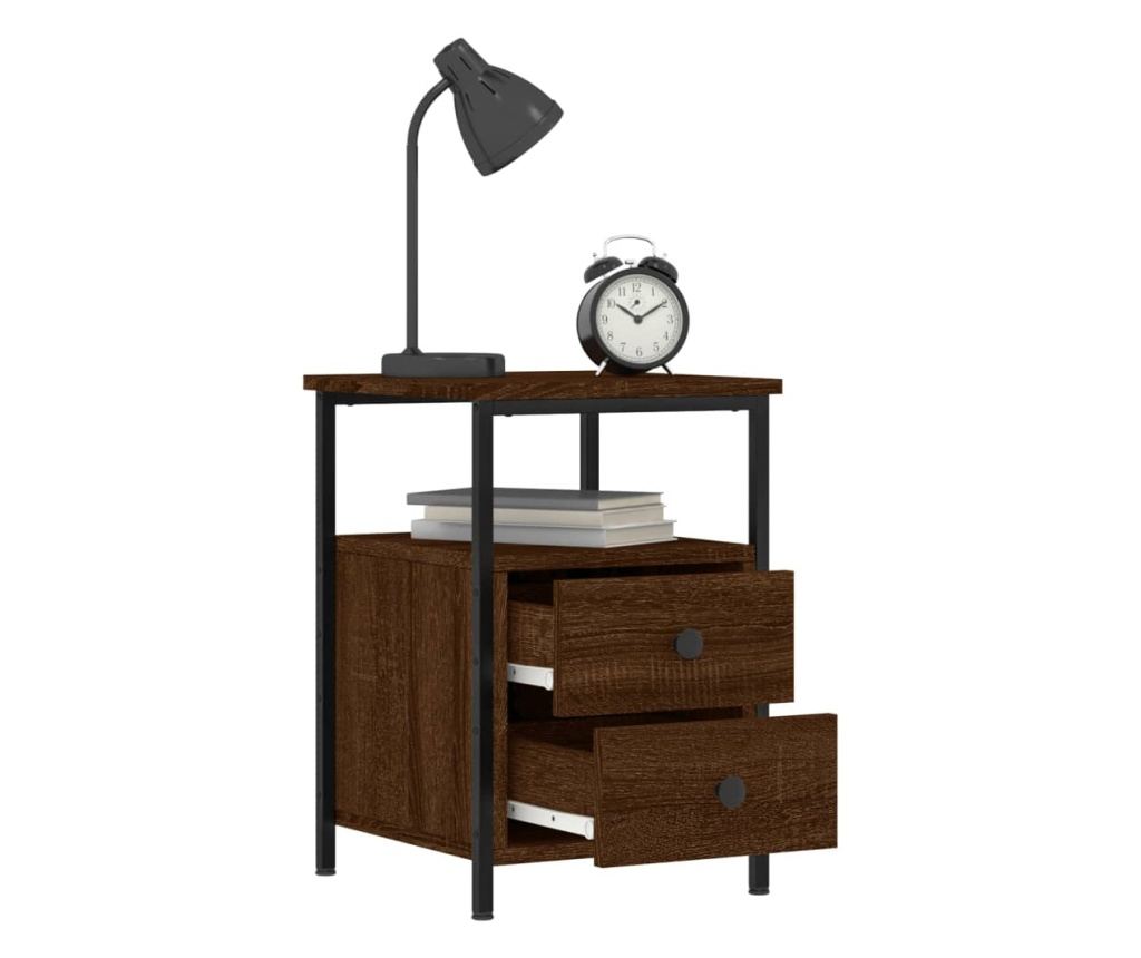 Noćni ormarići, 2 kom, smeđi hrast, 34x35,5x50 cm, konstruirano drvo - 4