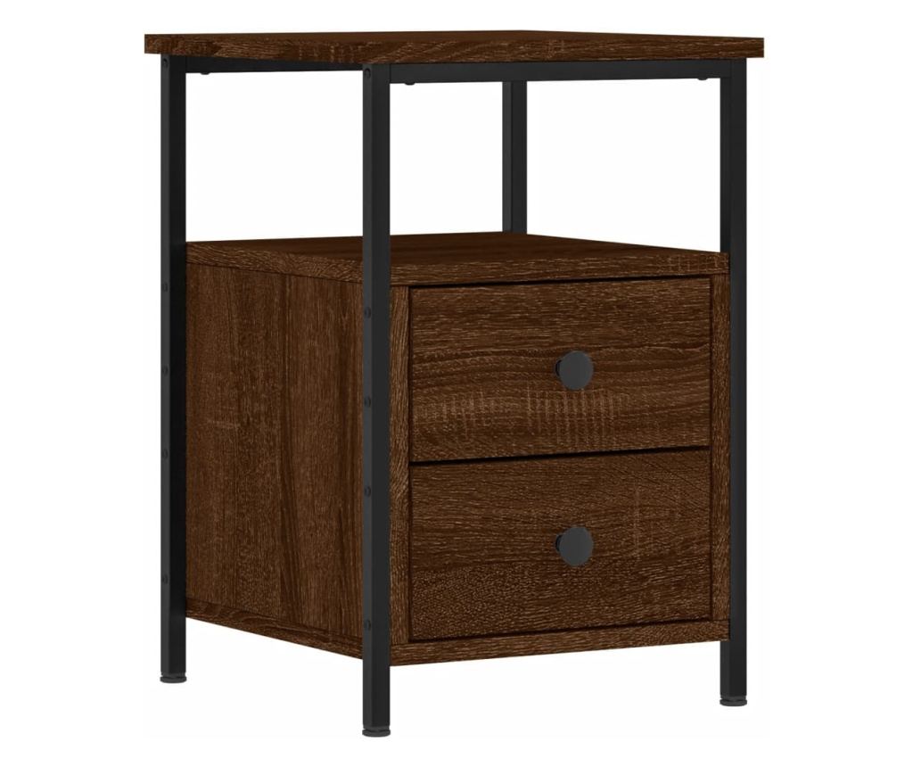 Noćni ormarići, 2 kom, smeđi hrast, 34x35,5x50 cm, konstruirano drvo - 5