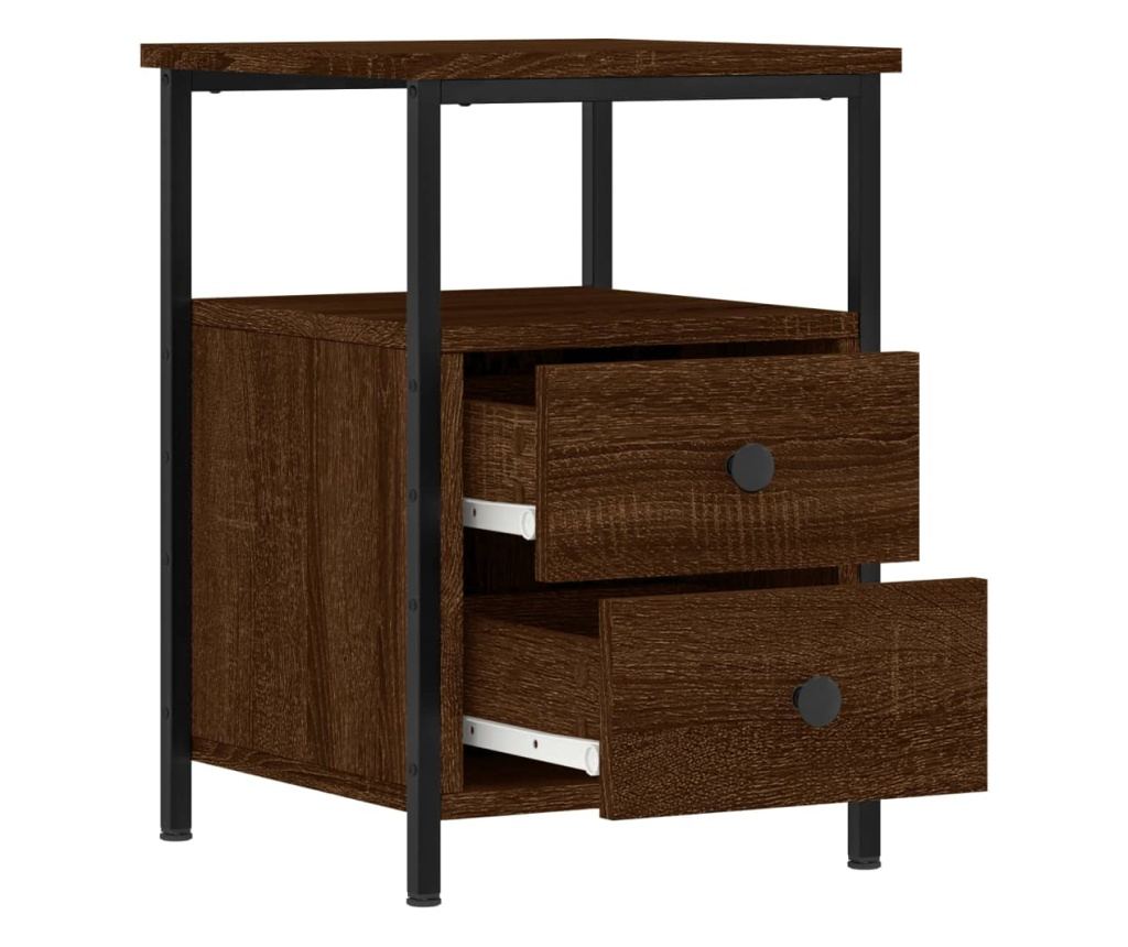 Noćni ormarići, 2 kom, smeđi hrast, 34x35,5x50 cm, konstruirano drvo - 7