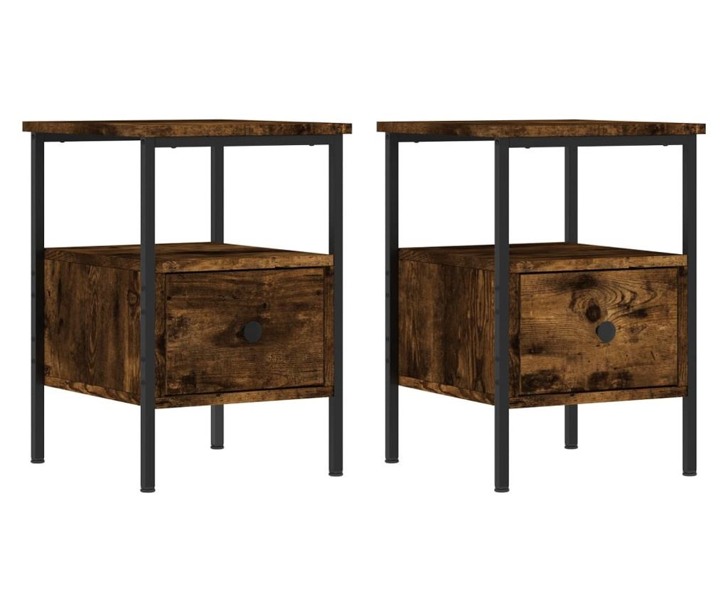 Noćni ormarići, 2 kom, dimljeni hrast, 34x36x50 cm, kompozitno drvo - 2