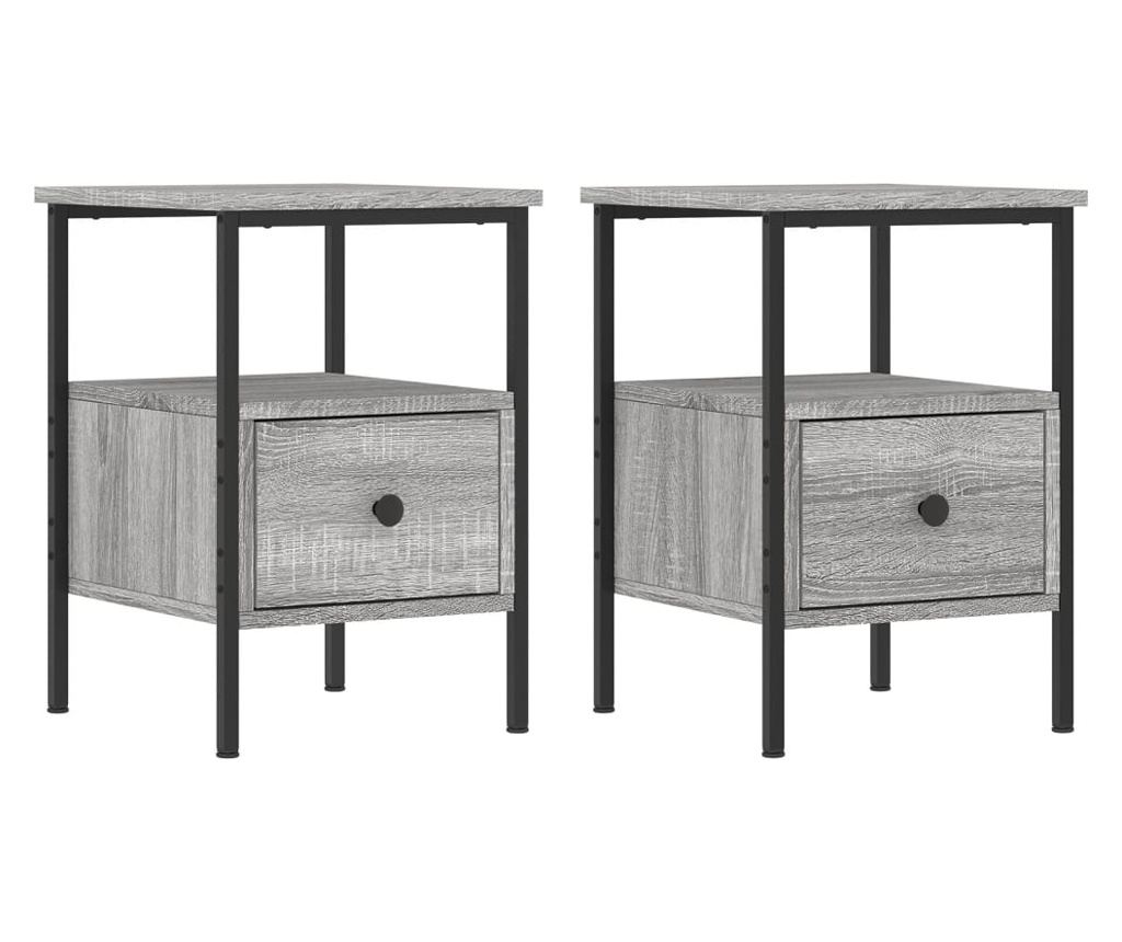 Noćni ormarići, 2 kom, sonoma siva, 34x36x50 cm, konstruirano drvo - 2