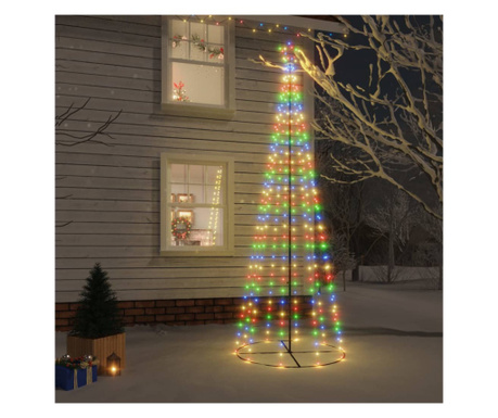 Brad de Crăciun conic, 310 LED-uri, multicolor, 100x300 cm