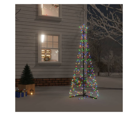 Brad de Crăciun conic, 200 LED-uri, multicolor, 70x180 cm