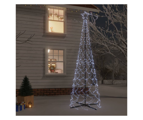 Brad de Crăciun conic, 500 LED-uri, alb rece, 100x300 cm