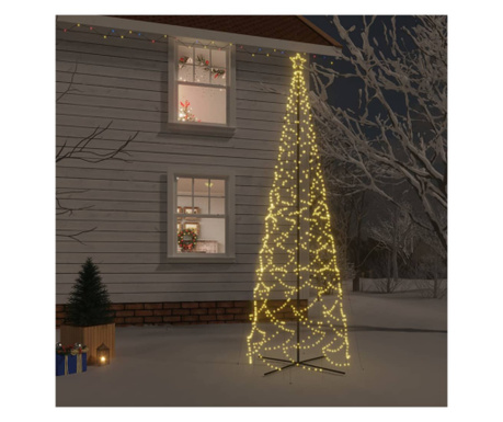 Brad de Crăciun conic, 1400 LED-uri, alb cald, 160x500 cm