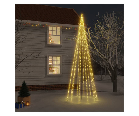 Brad de Crăciun, 732 LED-uri, alb cald, 500 cm, cu țăruș