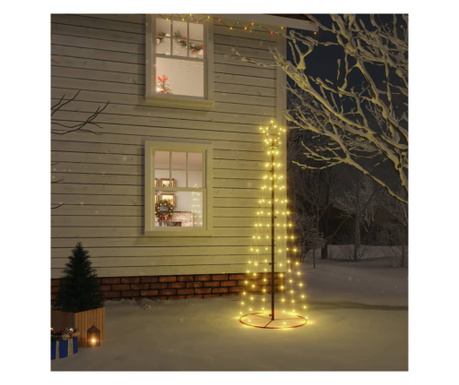 Brad de Crăciun conic, 108 LED-uri, alb cald, 70x180 cm