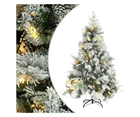 Коледна елха със сняг & светодиоди и конуси, 150 см, PVC&PE