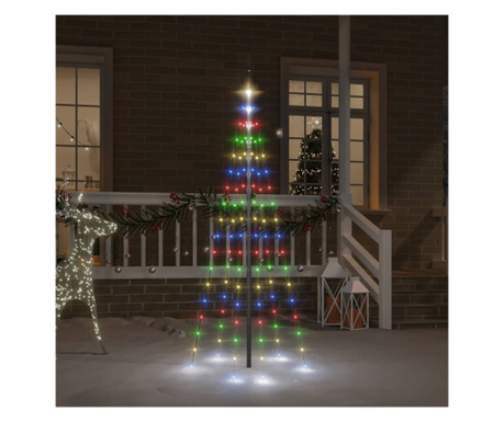 Brad de Crăciun pe catarg, 108 LED-uri, multicolor, 180 cm