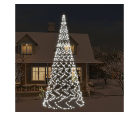 Brad de Crăciun pe catarg, 3000 LED-uri, alb rece, 800 cm