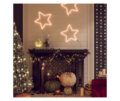 Figurină stea de Crăciun 48 LED-uri, 2 buc., alb cald, 56 cm