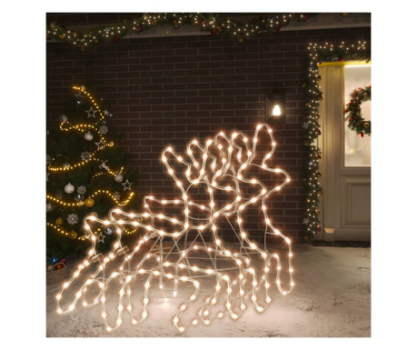 Figurină ren de Crăciun cu LED, 3 buc., alb cald, 57x55x4,5 cm