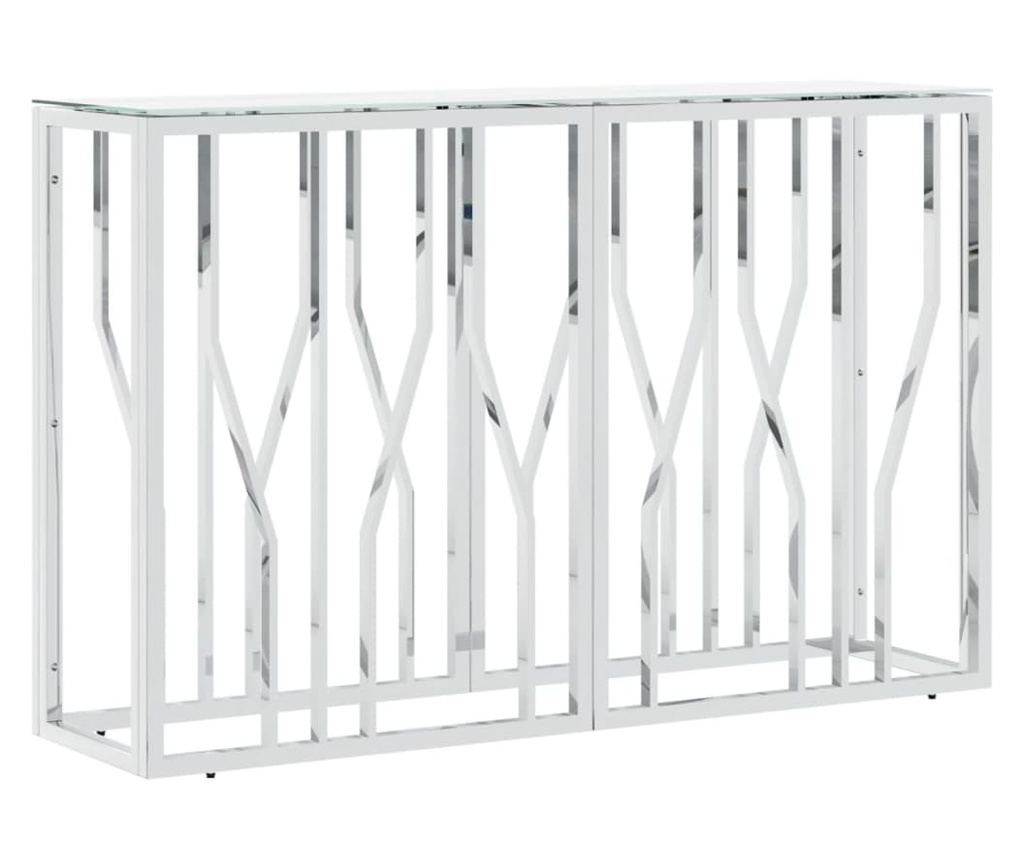 Konzolni stol, srebrni, 110x30x70 cm, nehrđajući čelik i staklo - 2