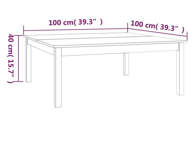 Stolić za kavu, 100x100x40 cm, masivno borovo drvo
