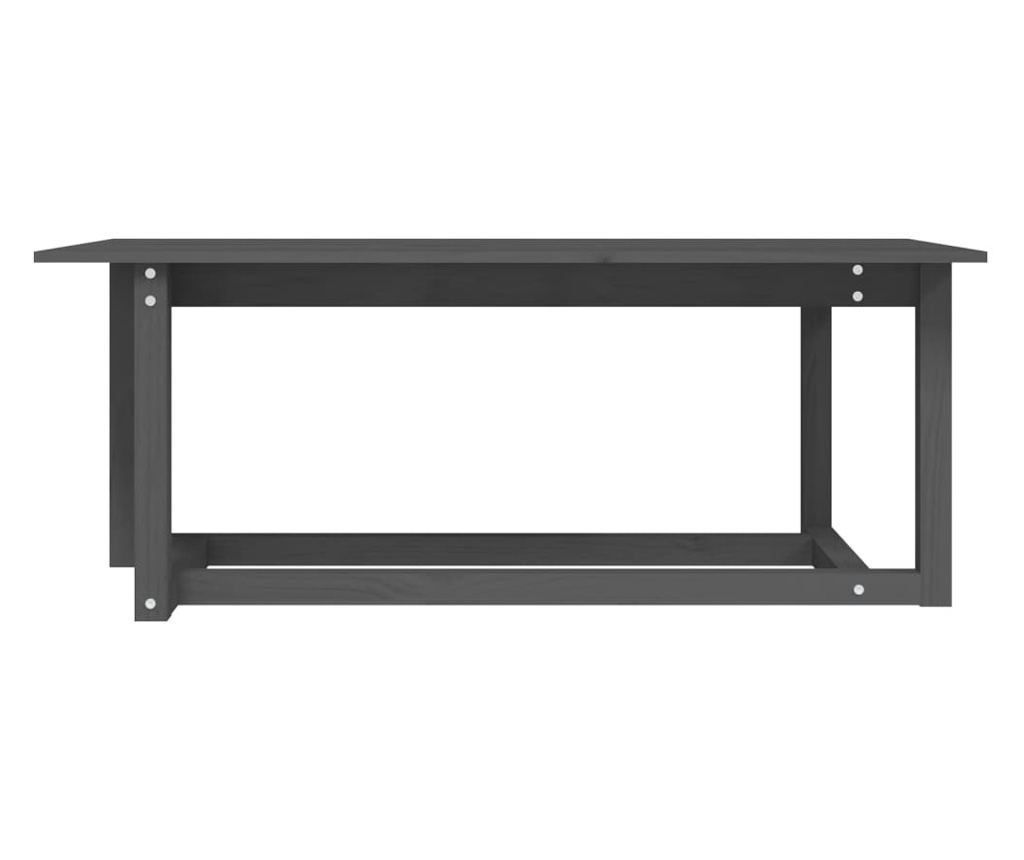 Măsuță de cafea, gri, 110x55x45 cm, lemn masiv de pin - 3