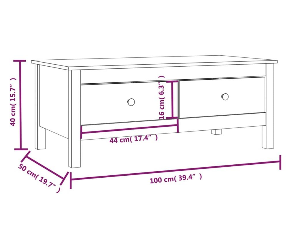 Mizica za kavo, 100x50x40 cm, masivno borovo leso - 9