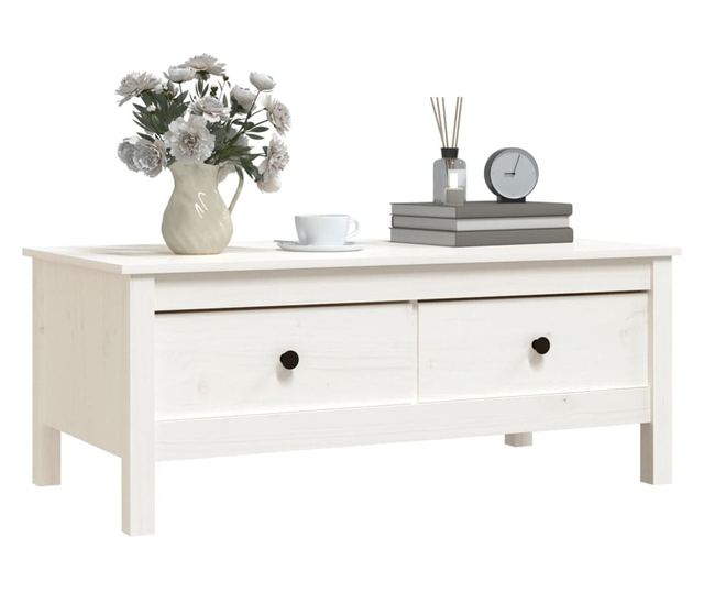 Kavni mizici, bela, 100x50x40 cm, masivno borovo leso