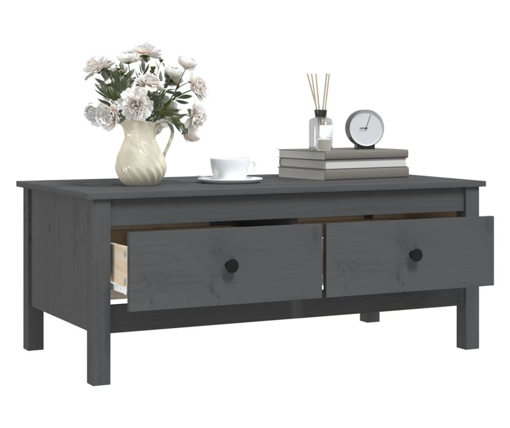Kavni mizici, siva, 100x50x40 cm, masivno borovo leso - 5