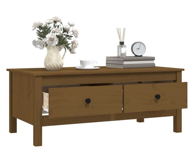 Kavni mizici, medena rjava, 100x50x40 cm, masivno borovo leso