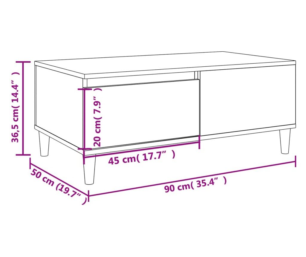 Τραπεζάκι σαλονιού, γκρι μπετόν, 90x50x36.5 εκ., σύνθετο ξύλο - 10