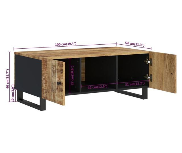 Stolić za kavu, 100x54x40 cm, masivno drvo manga/obrađeno drvo