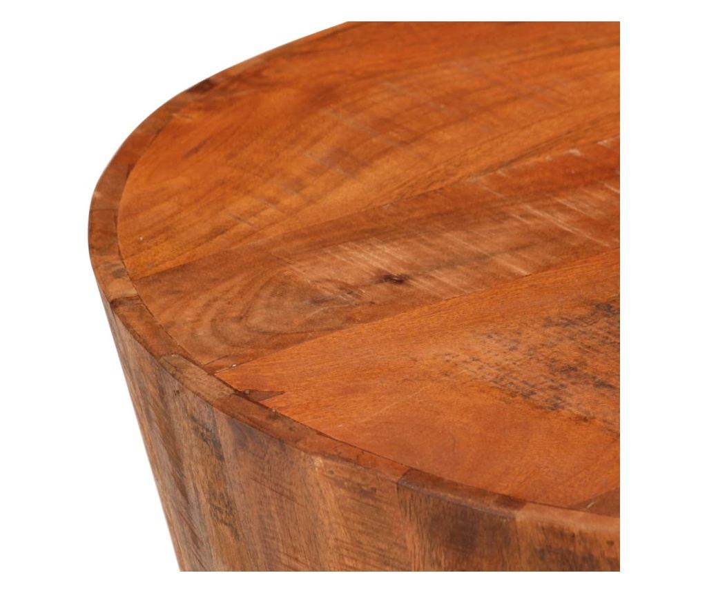 Coffee table, Ø 52x30 cm, raw solid mango wood - 2
