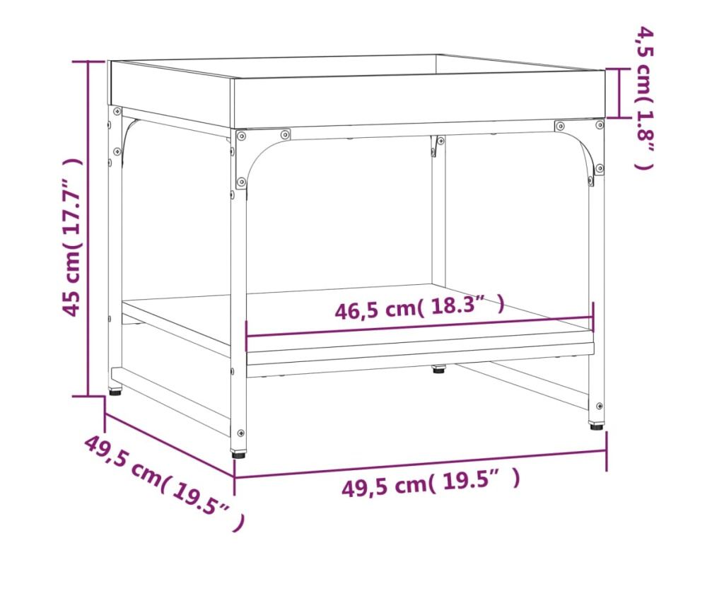 Stolić za kavu, crni, 49,5x49,5x45 cm, konstruirano drvo - 9